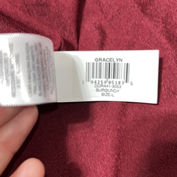 Dress the Population Gracelyn Blouson Jersey Maxi Gown Thigh High Slit Burgundy - Picture 14 of 14